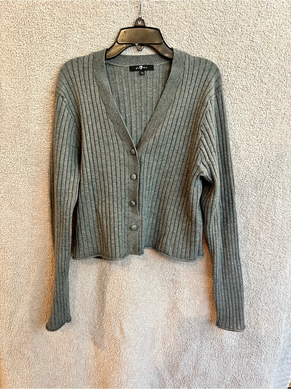 7 for all mankind ribbed grey button down cardigan